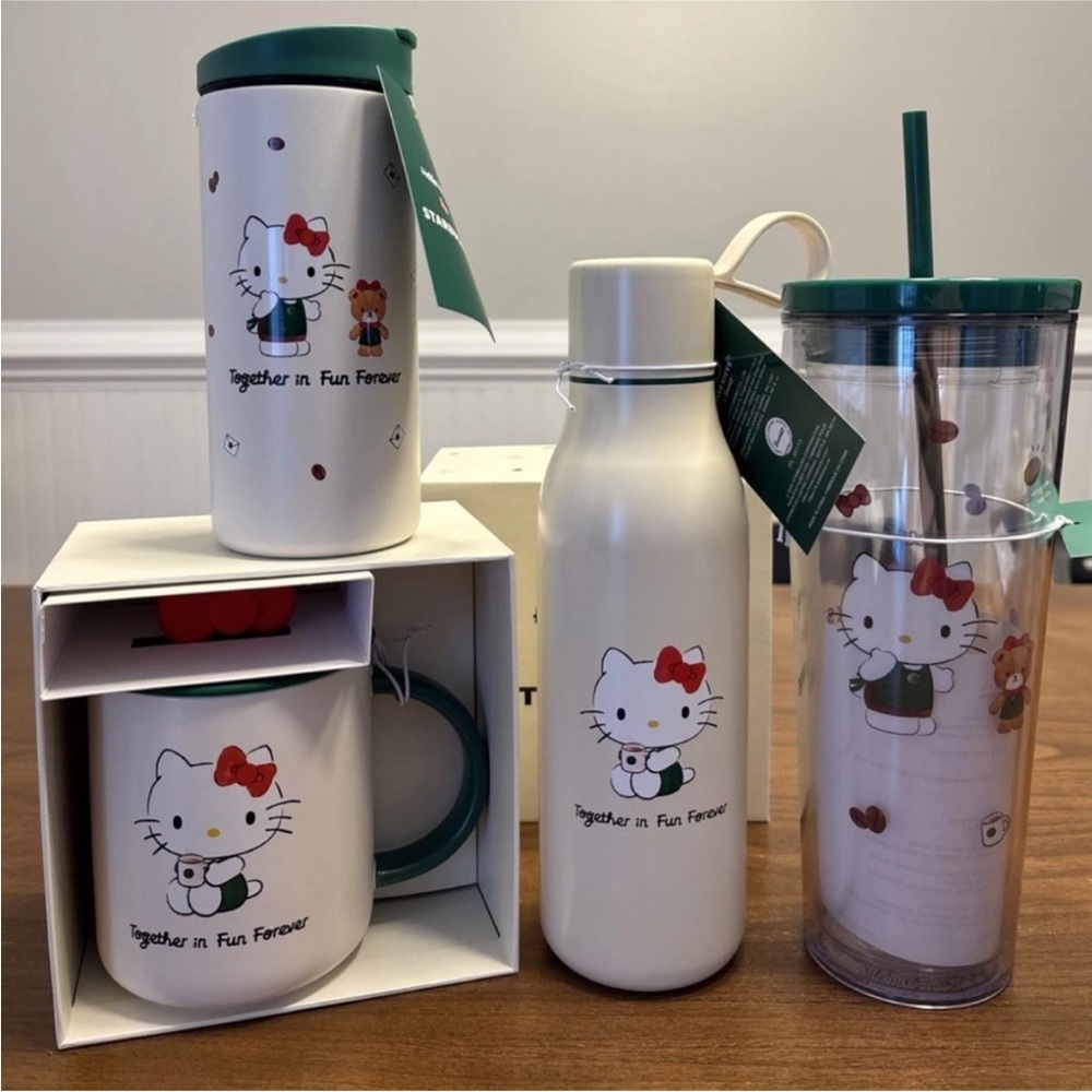 Lot Of 4 Starbucks x Hello Kitty 2025 Limited Mug, Tumblers & 24 Oz Cold Cup